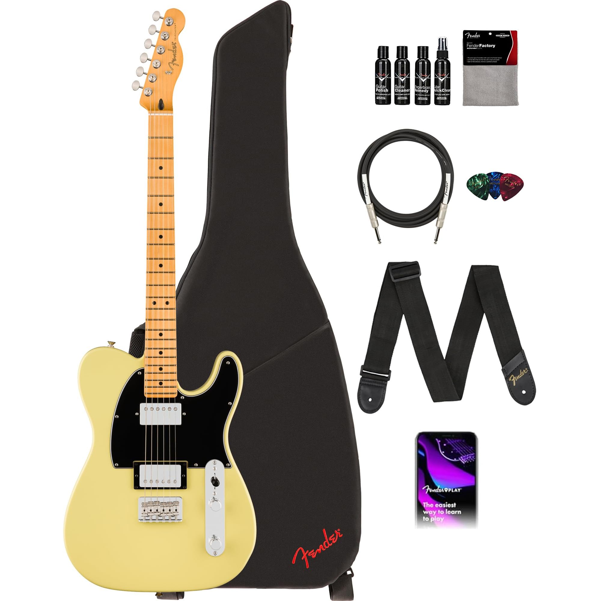 Amazon.com: Fender Player II Telecaster HH - Hialeah Yellow Bundle